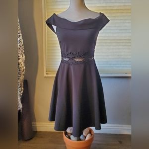 Black short dress, off the shoulder